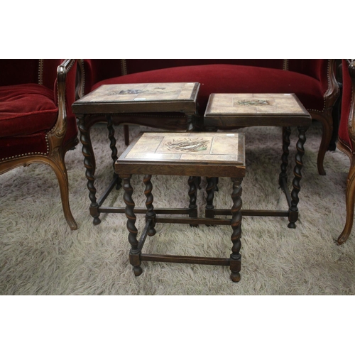 Nest of three Danish coffee tables,