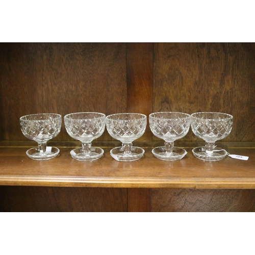 Set of five crystal dessert bowls, stamped