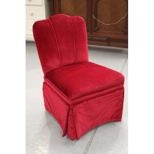 Red velvet upholstered bedroom
