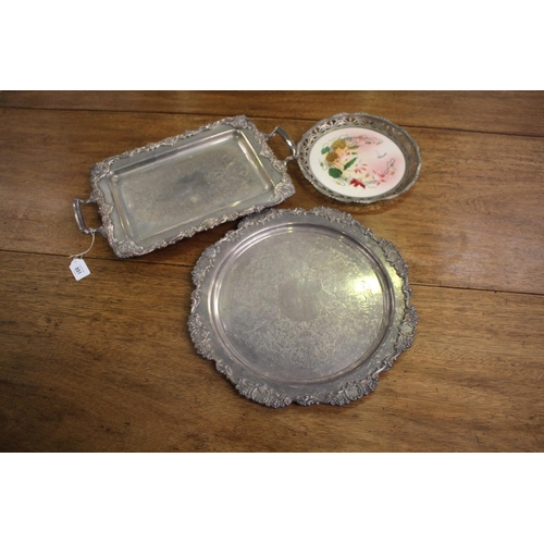 Silver plate twin handle tray along