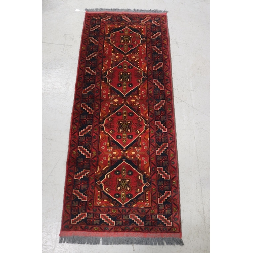 Handwoven red ground hall runner  3adc1c