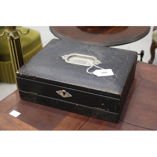 Black leather writing slope box,