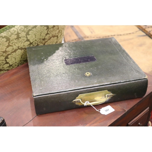 Green leather writing slope box,