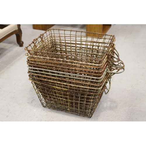 Ten French oyster wire work baskets,