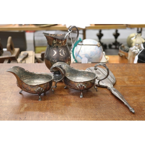 Pair of silver plate sauce boats, a