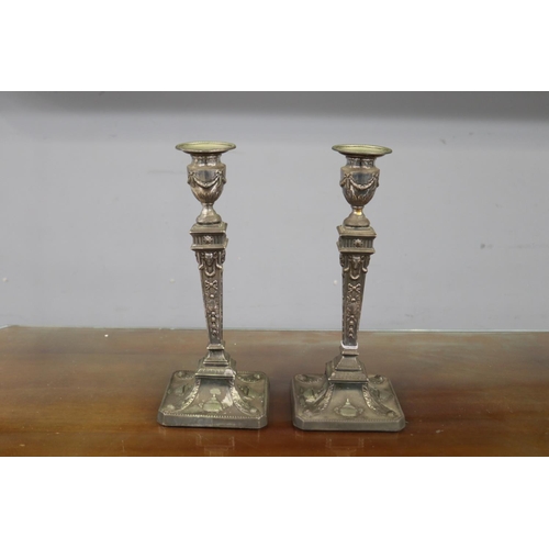 Pair of plated candlesticks (2), each