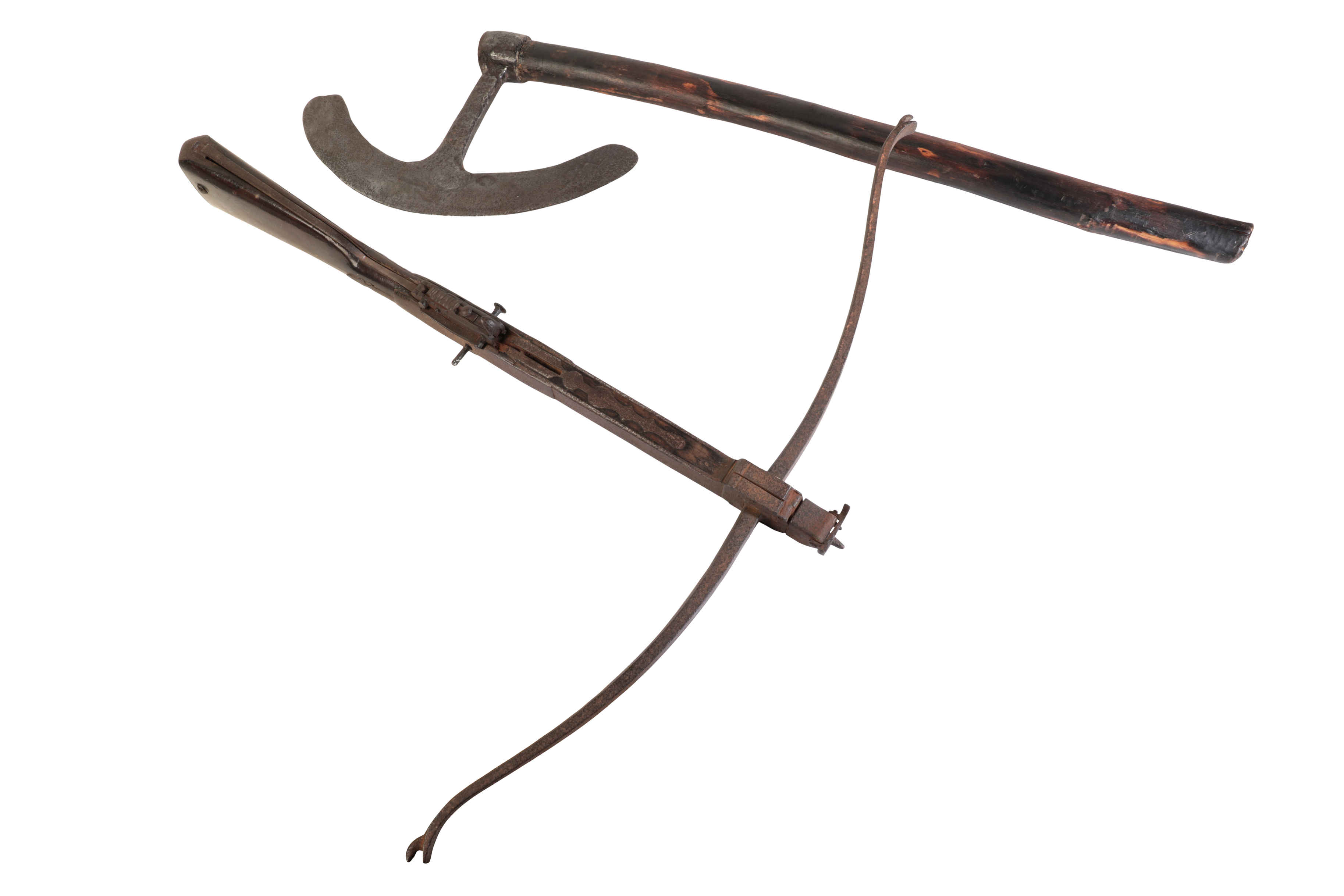 A 19TH CENTURY CROSSBOW with walnut 3ade96