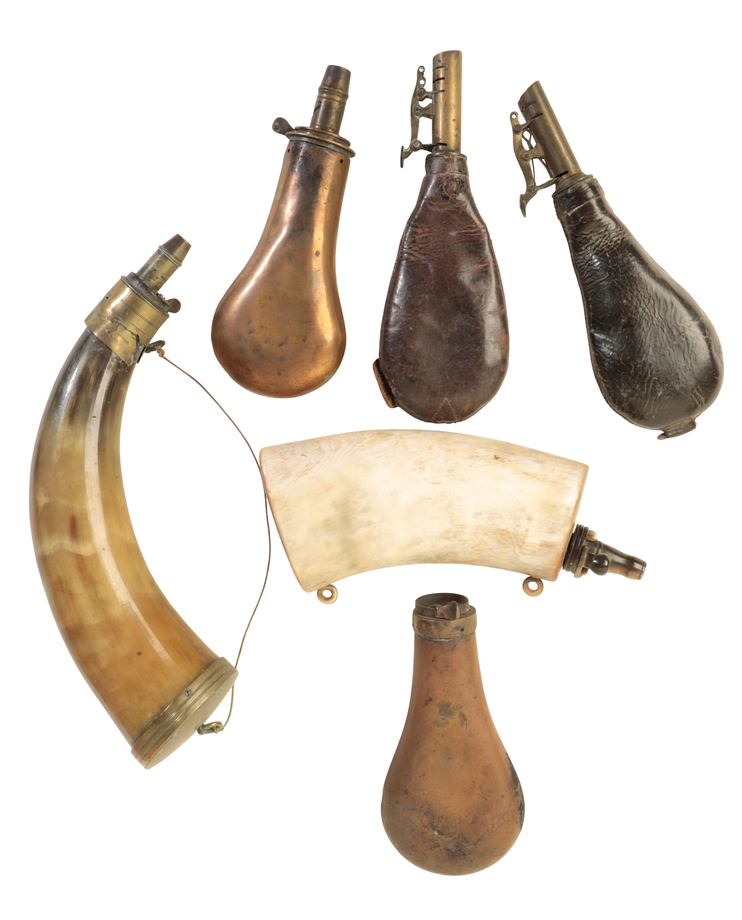 A 19TH CENTURY POWDER HORN another 19th