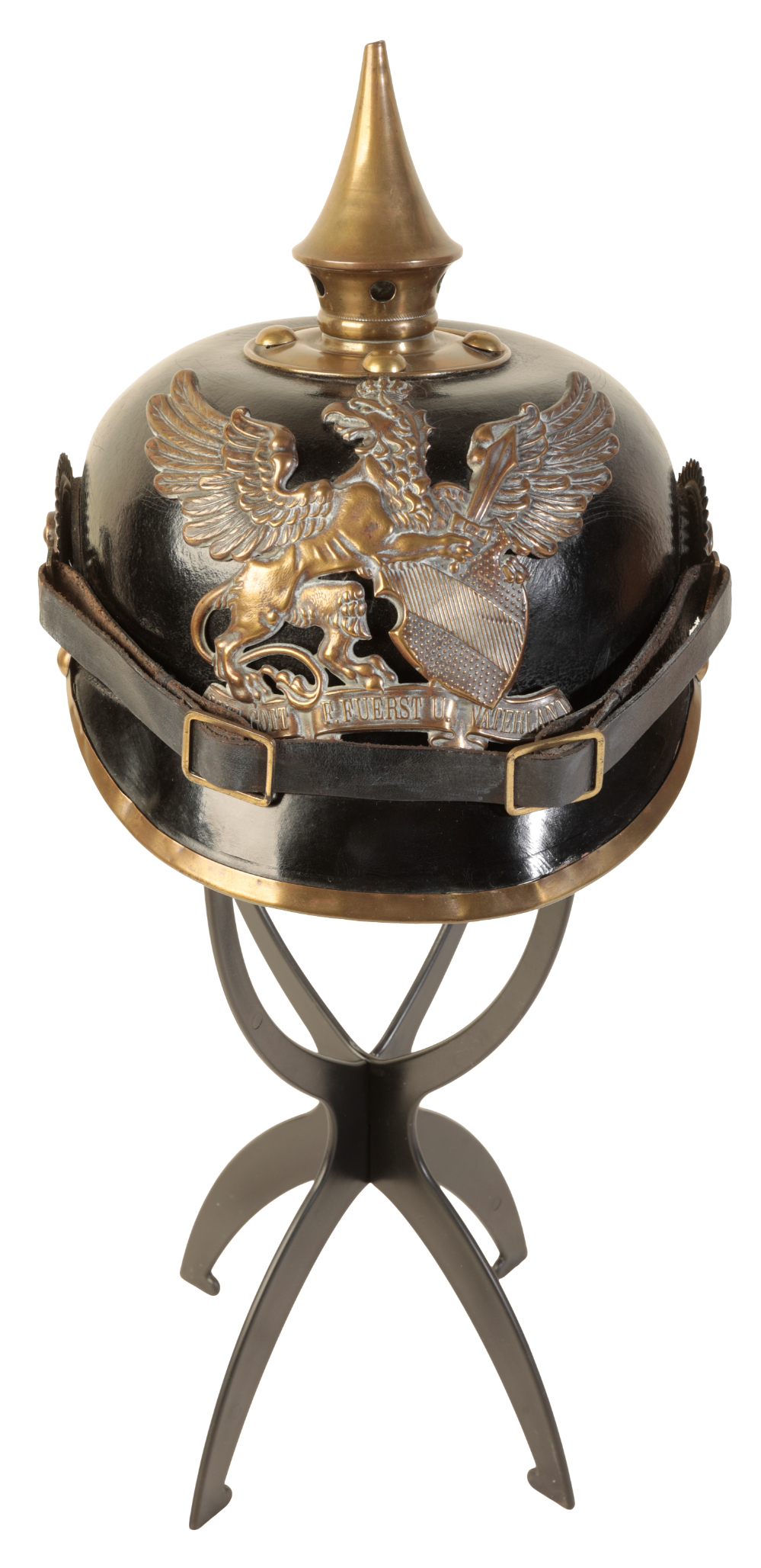 A WWI GERMAN PICKELHAUBE the leather