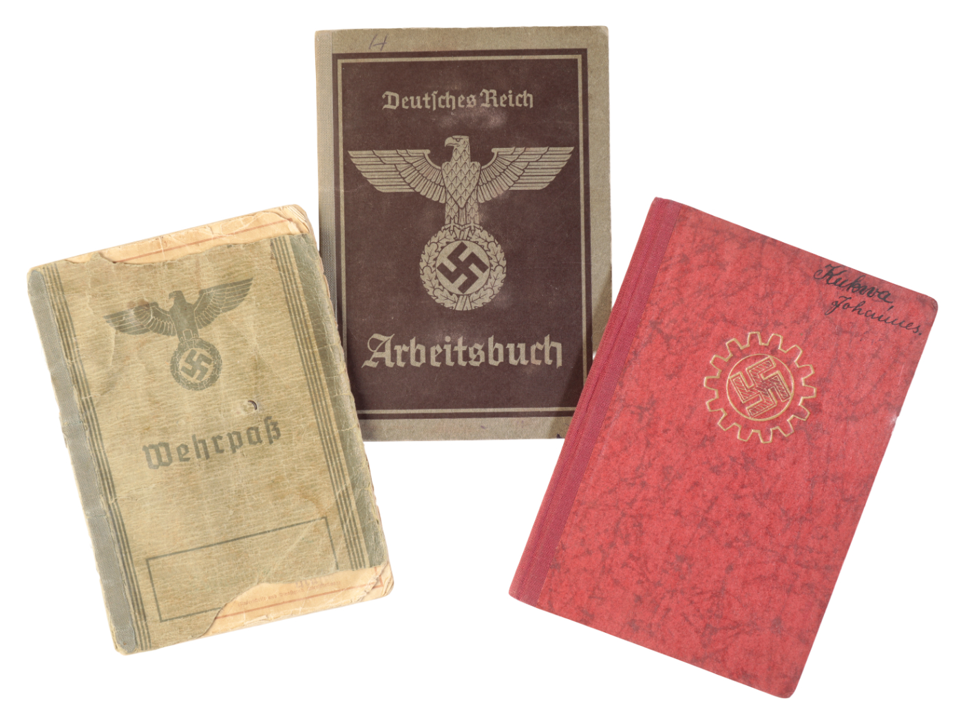 THREE WWII GERMAN PASSBOOKS Arbeitsbuch 3adeea