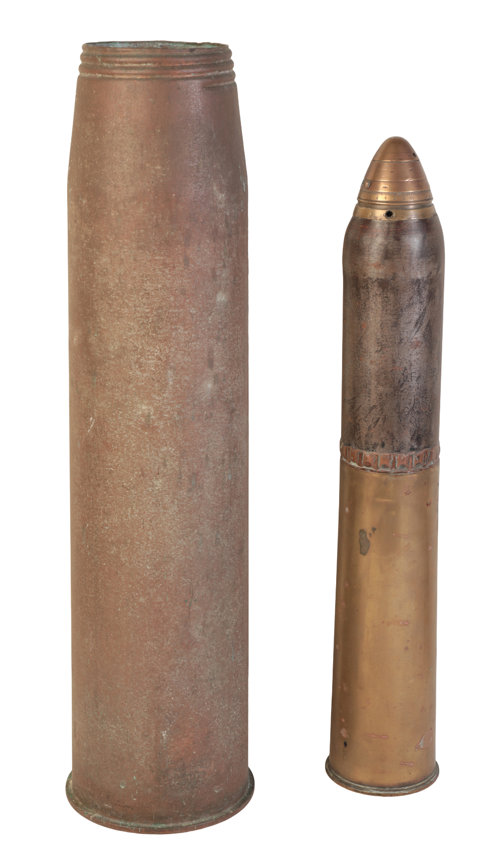 A 1962 BRASS MILITARY SHELL stamped