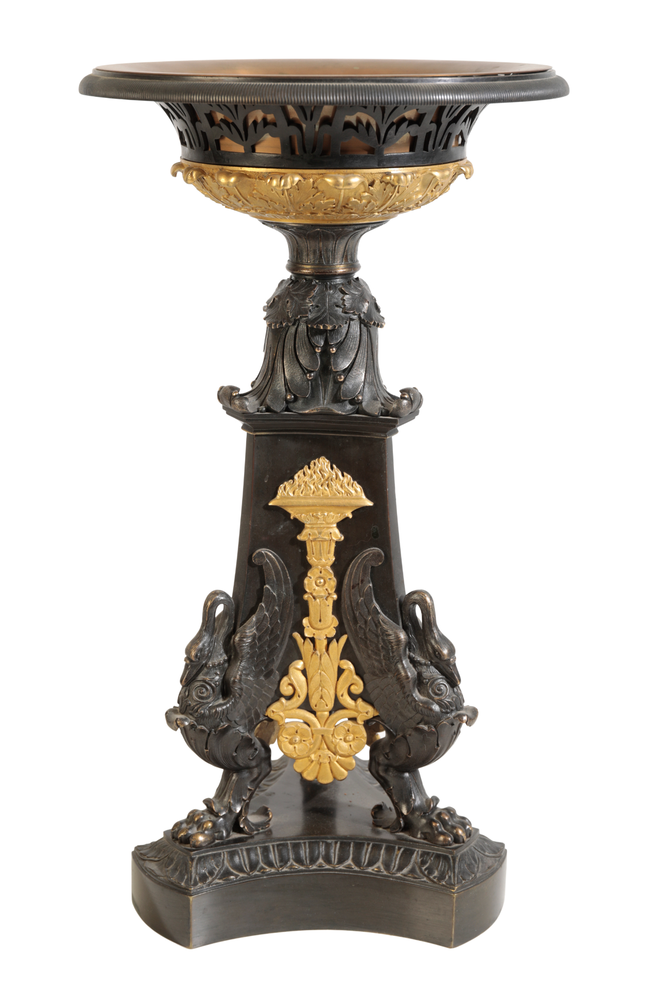 A BRONZE AND GILT METAL MOUNTED