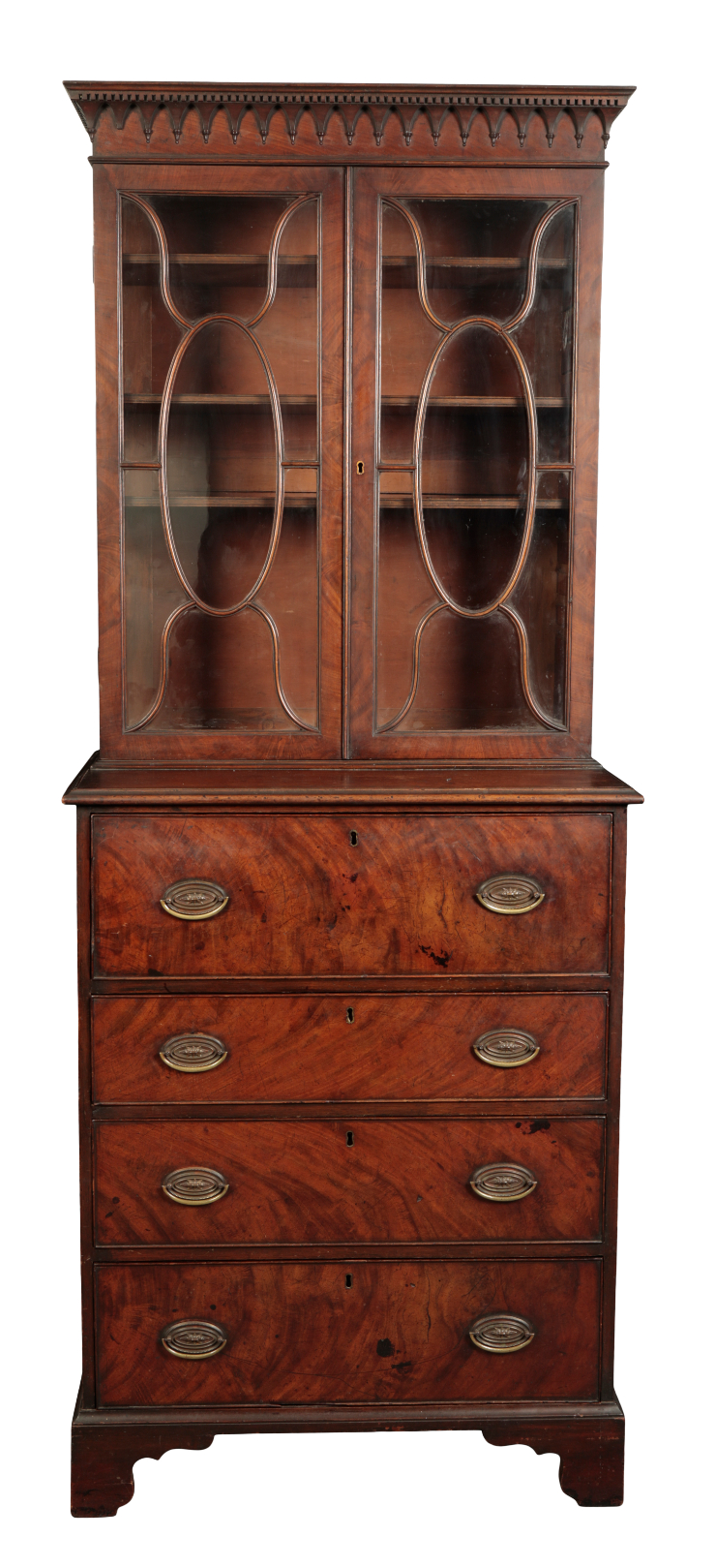 A LATE GEORGE III MAHOGANY SECRETAIRE