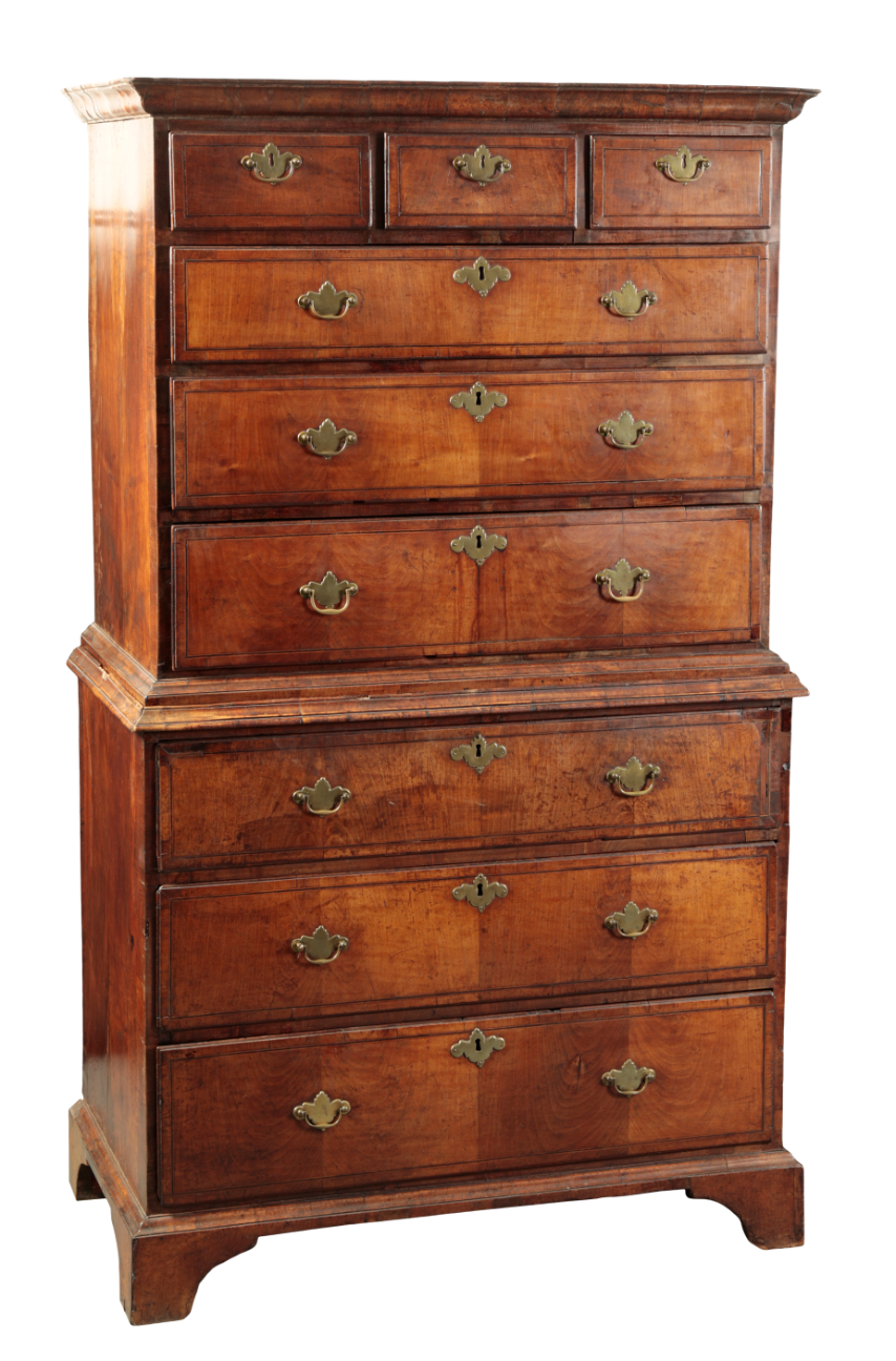 A GEORGE I WALNUT CHEST ON CHEST 3adf7f