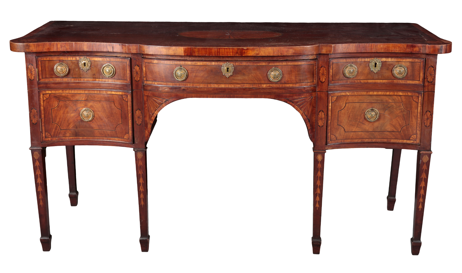 A GEORGE III MAHOGANY AND SATINWOOD