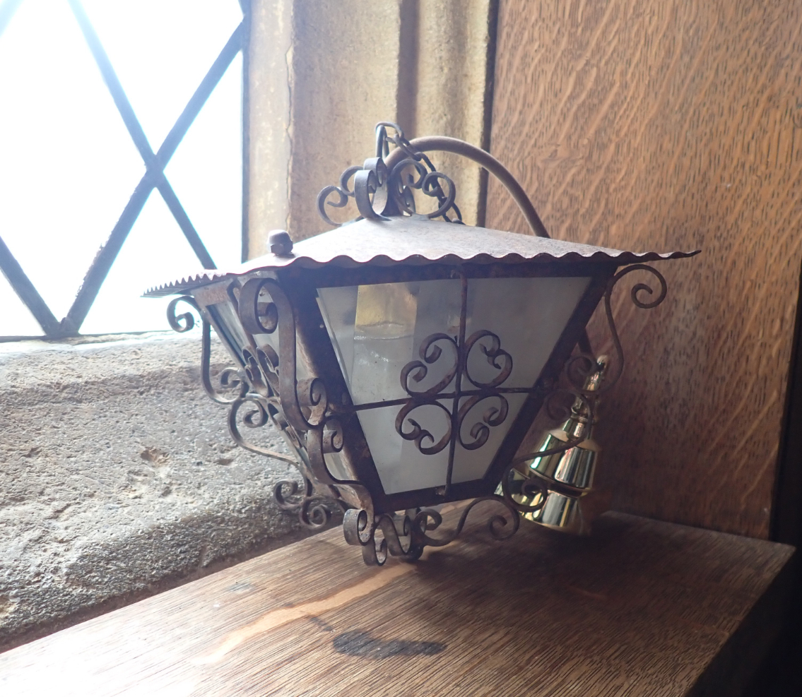 A WROUGHT IRON HALL LANTERN with 3adfc3