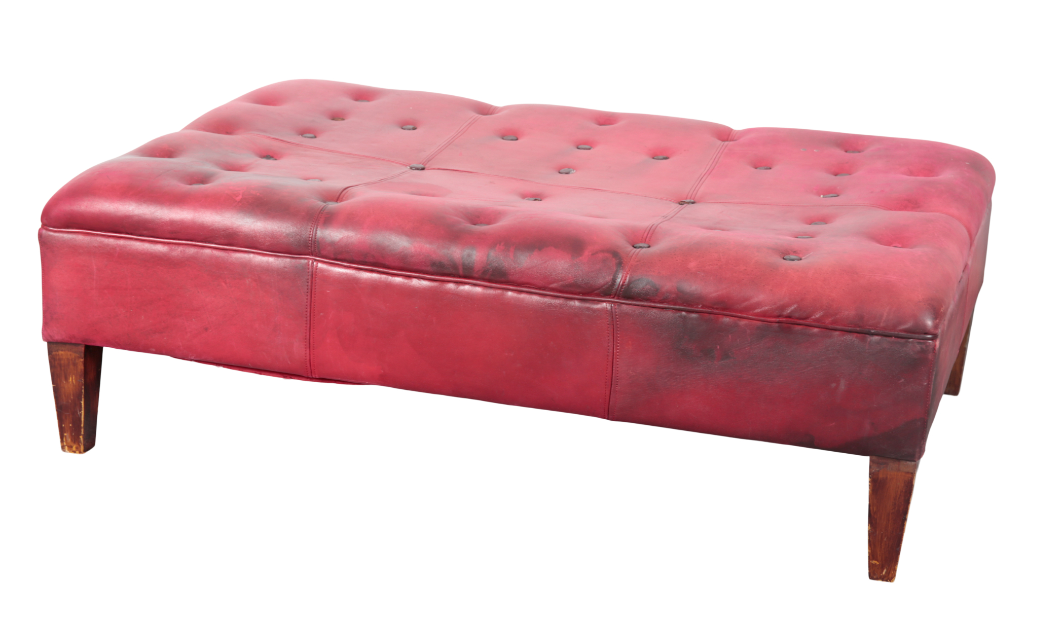 A MOROCCAN RED LEATHER OTTOMAN 3ae016