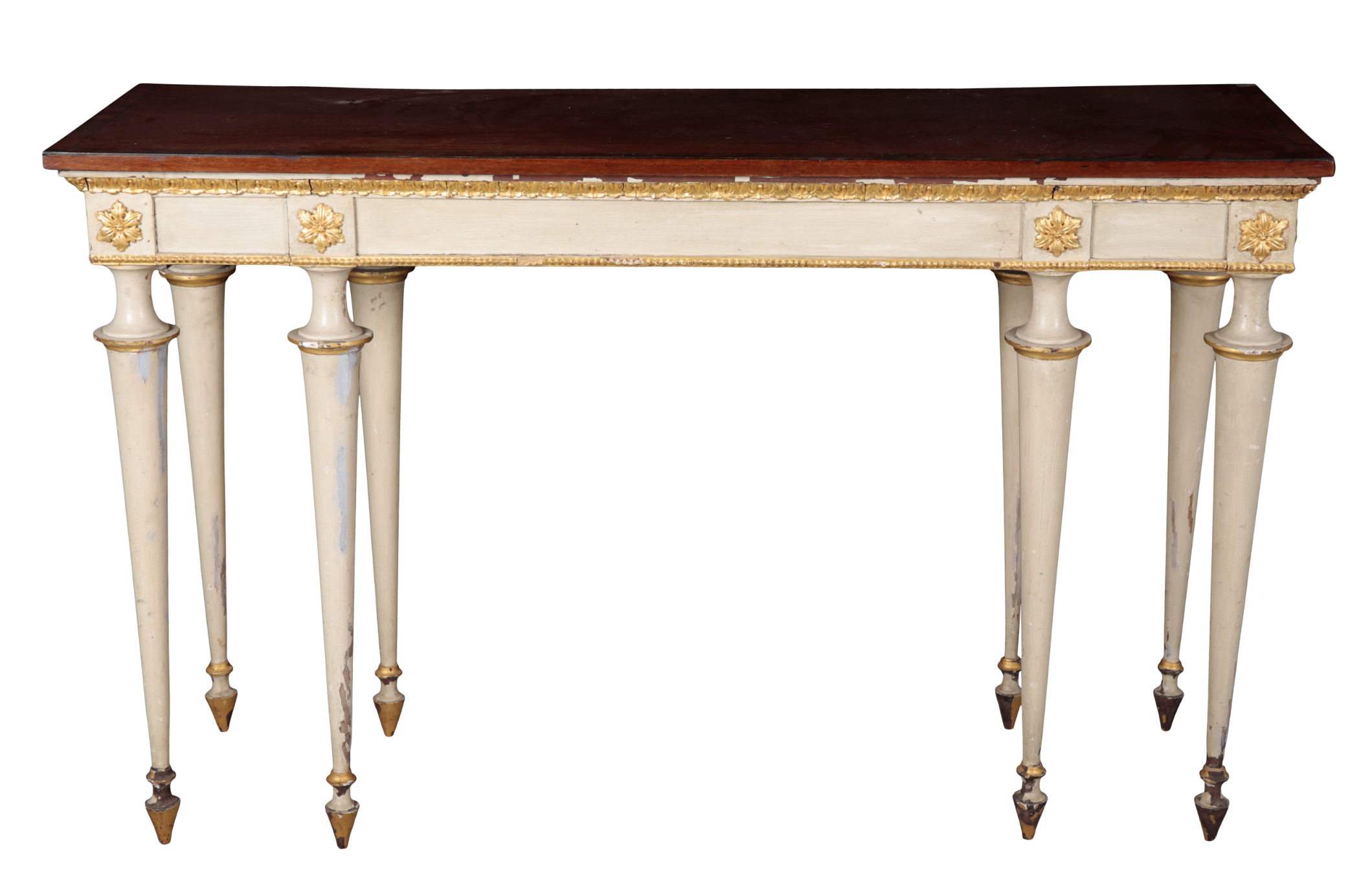 A MAHOGANY WHITE PAINTED AND PARCEL GILT 3ae015