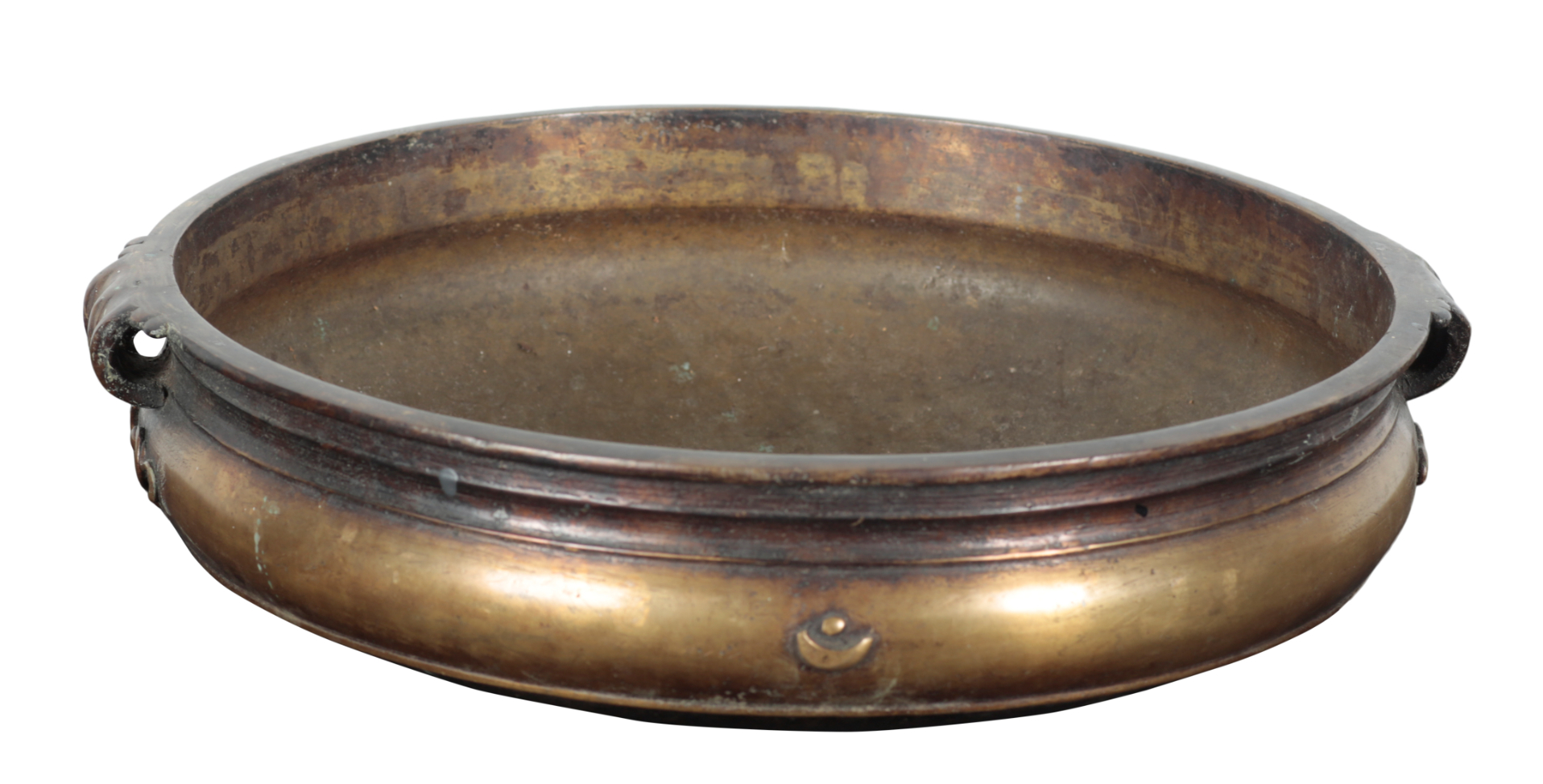 AN EASTERN HEAVY BRONZE BOWL with moulded