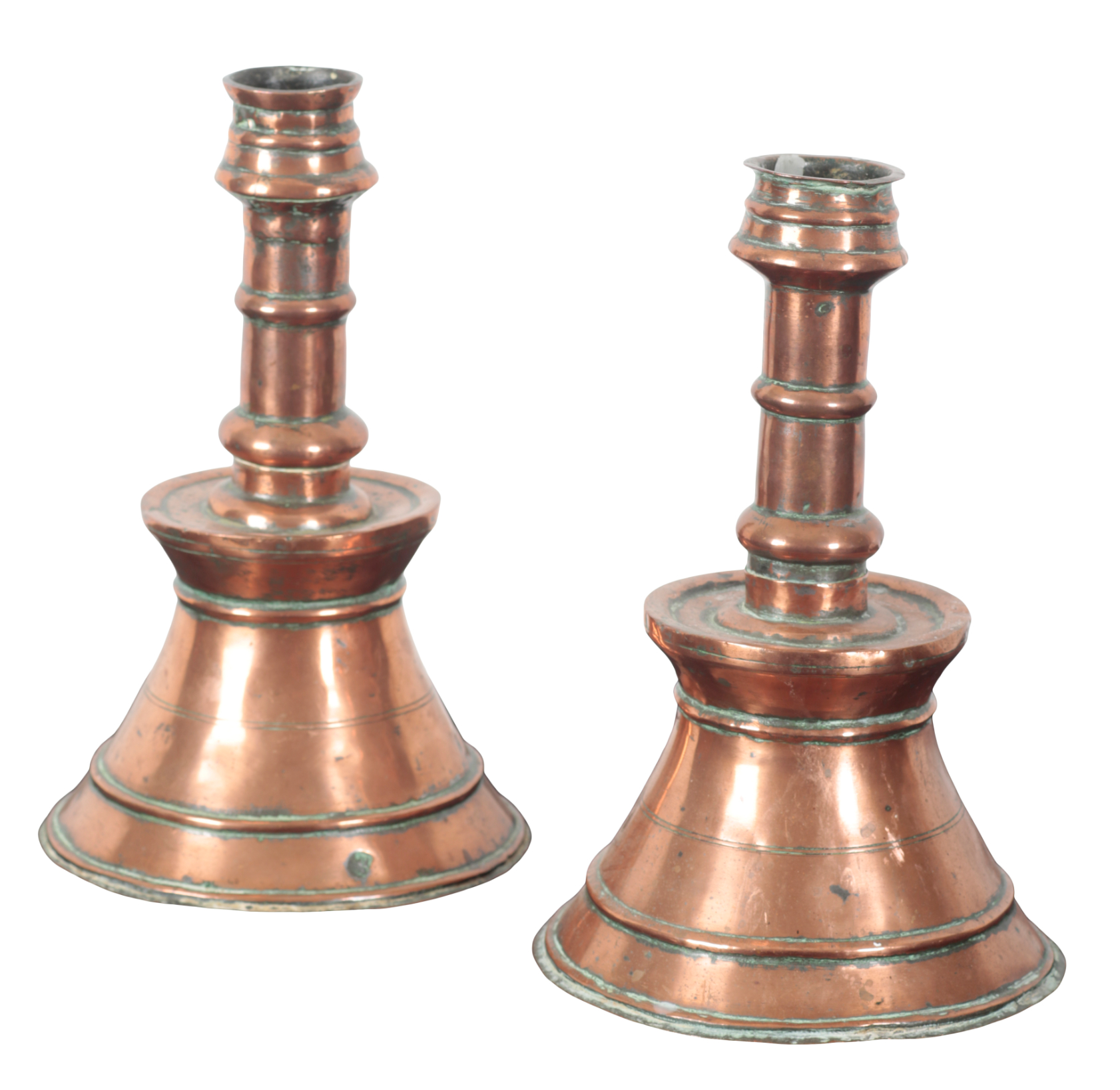 TWO COPPER CANDLESTICKS 19th century  3ae03f