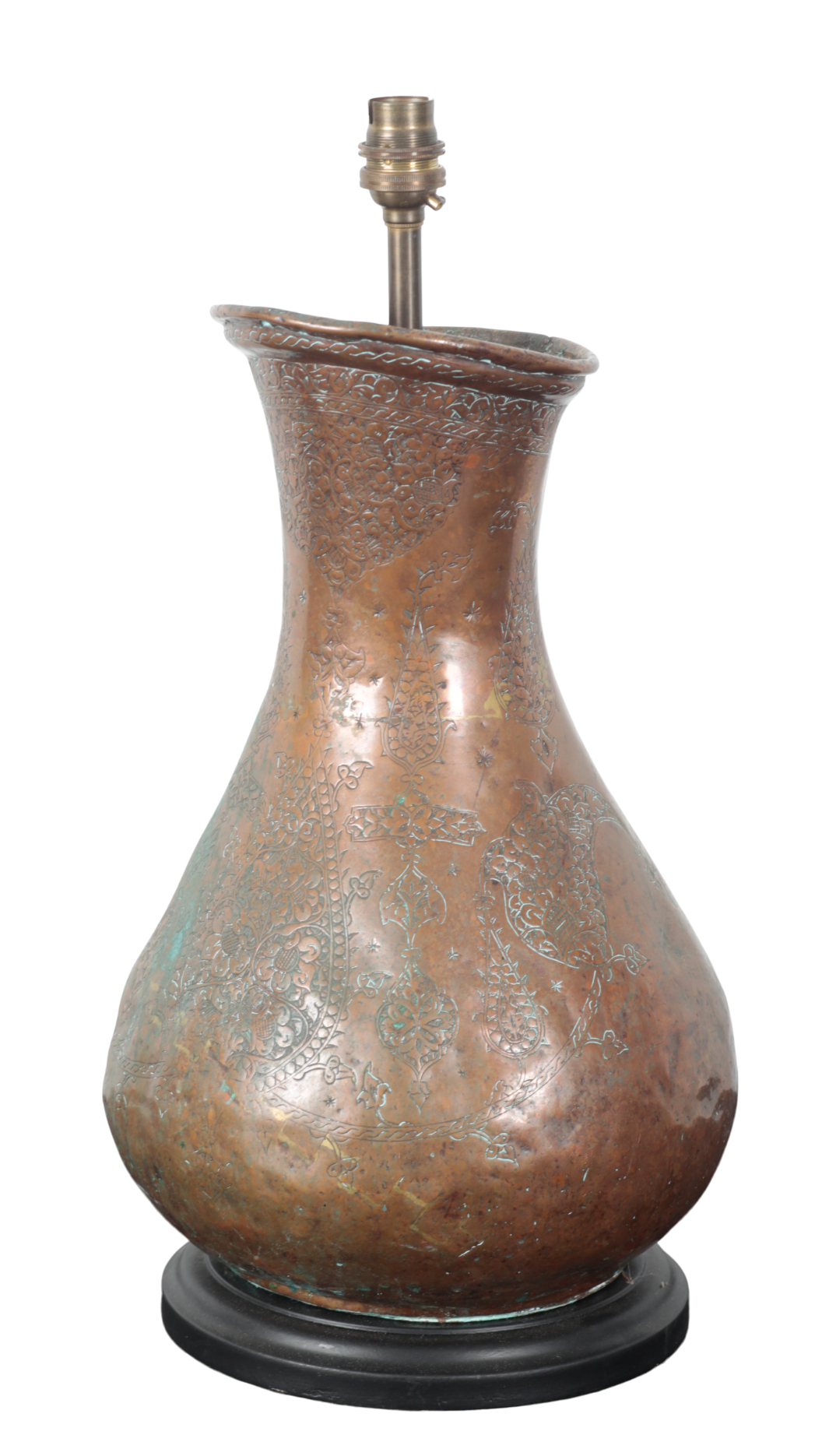 AN OTTOMAN COPPER VASE LAMP 19th