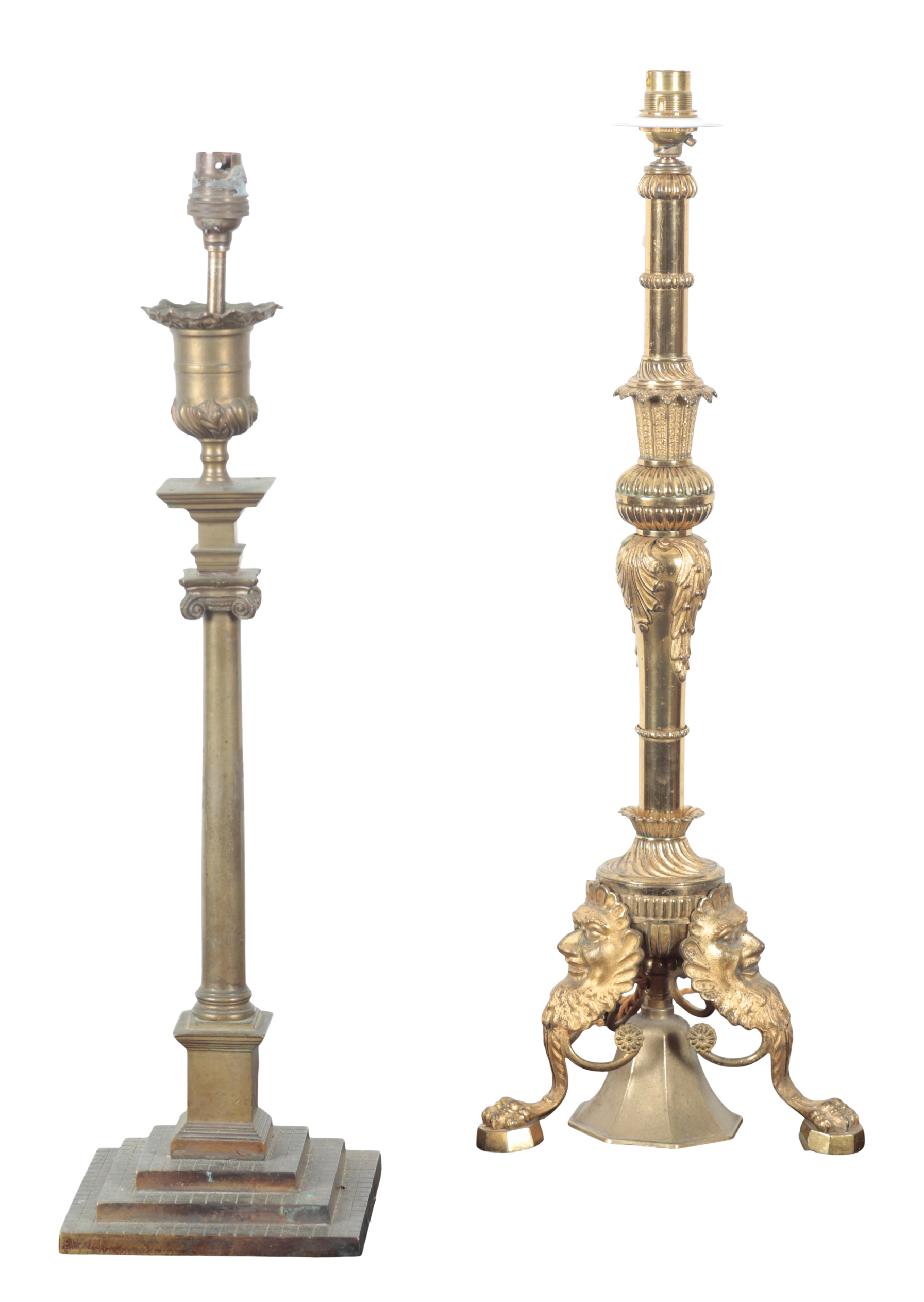 TWO BRASS TABLE LAMPS including