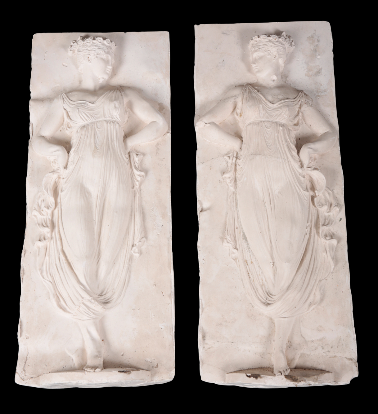 TWO PLASTER MOULDINGS OF CLASSICAL