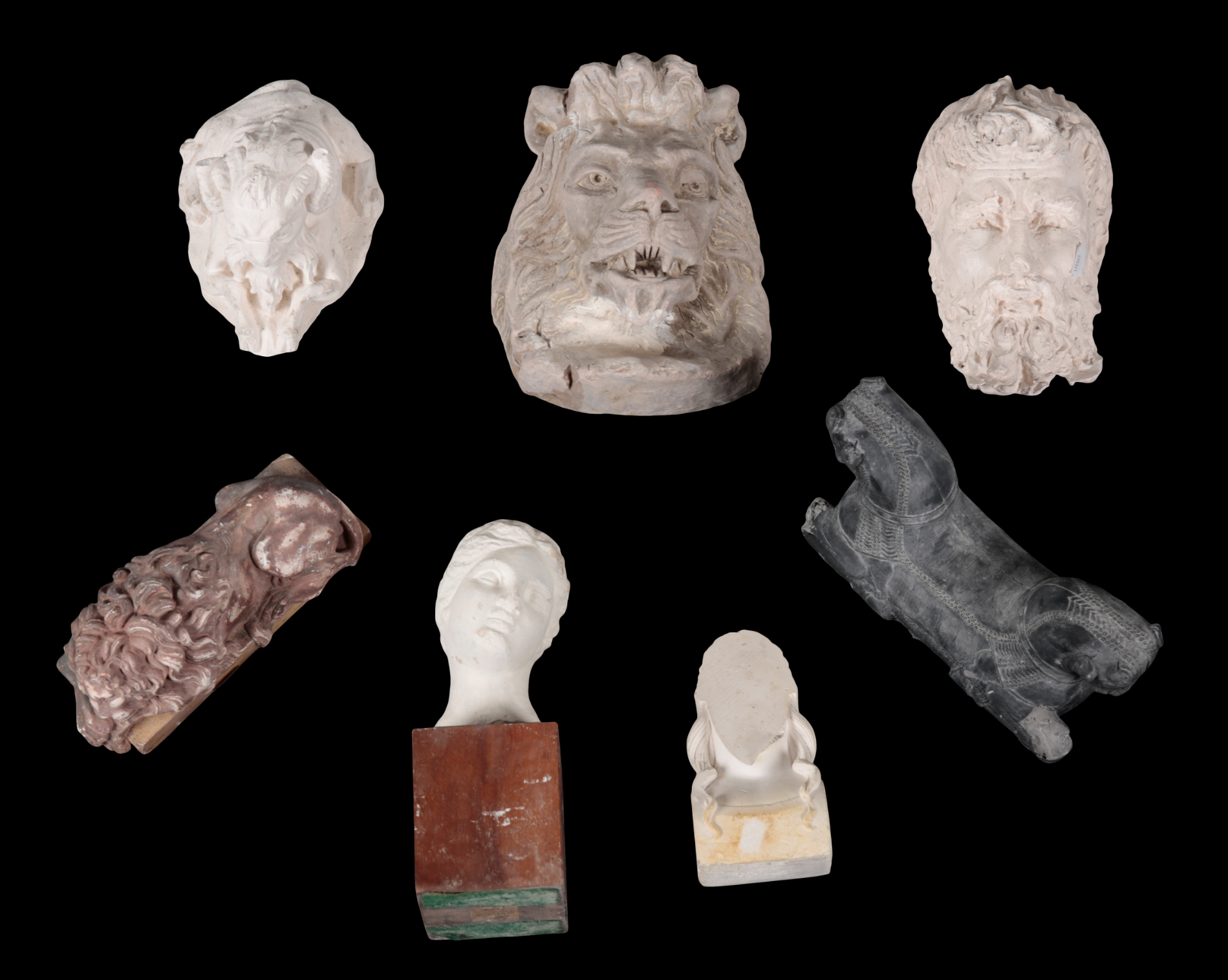 A GROUP OF SIX PLASTER MODELS 20th