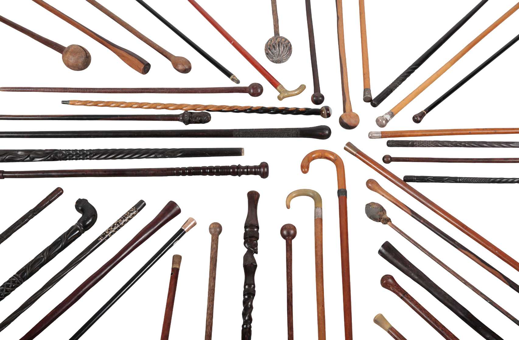 A LARGE COLLECTION OF WALKING STICKS