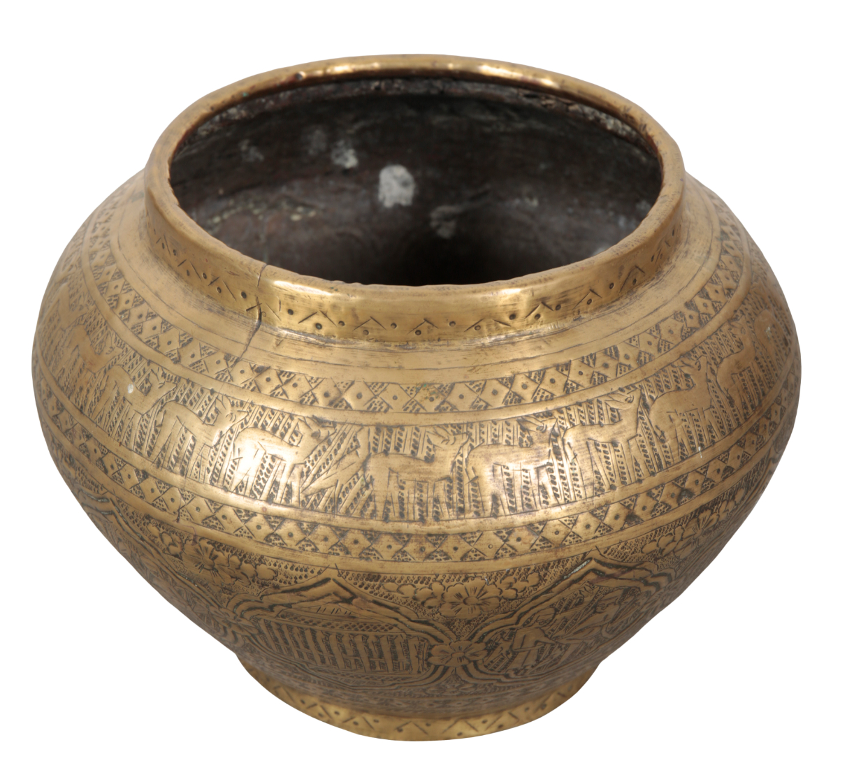 AN INDO PERSIAN BRASS BOWL 20th 3ae090