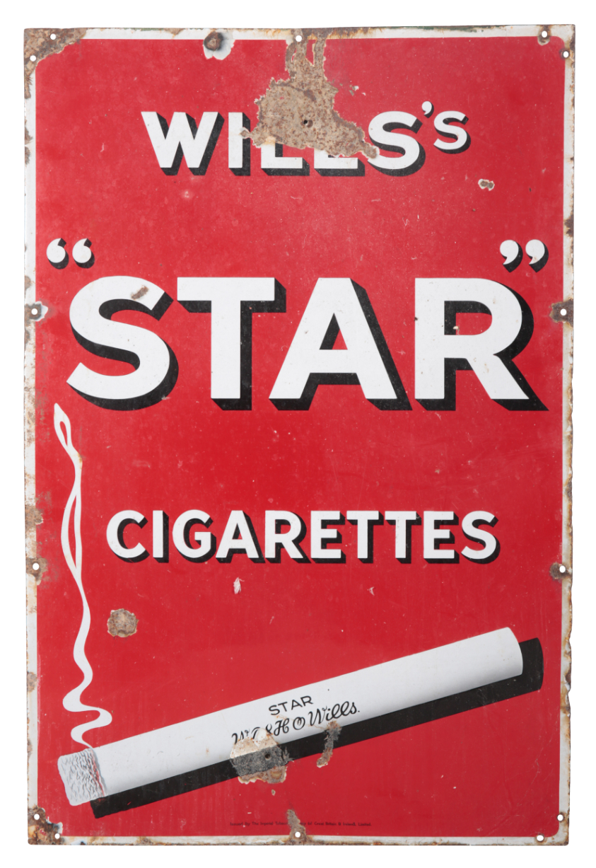A 'WILL'S "STAR" CIGARETTES' ENAMEL