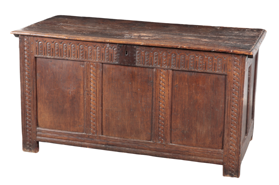 AN OAK COFFER 17th century and