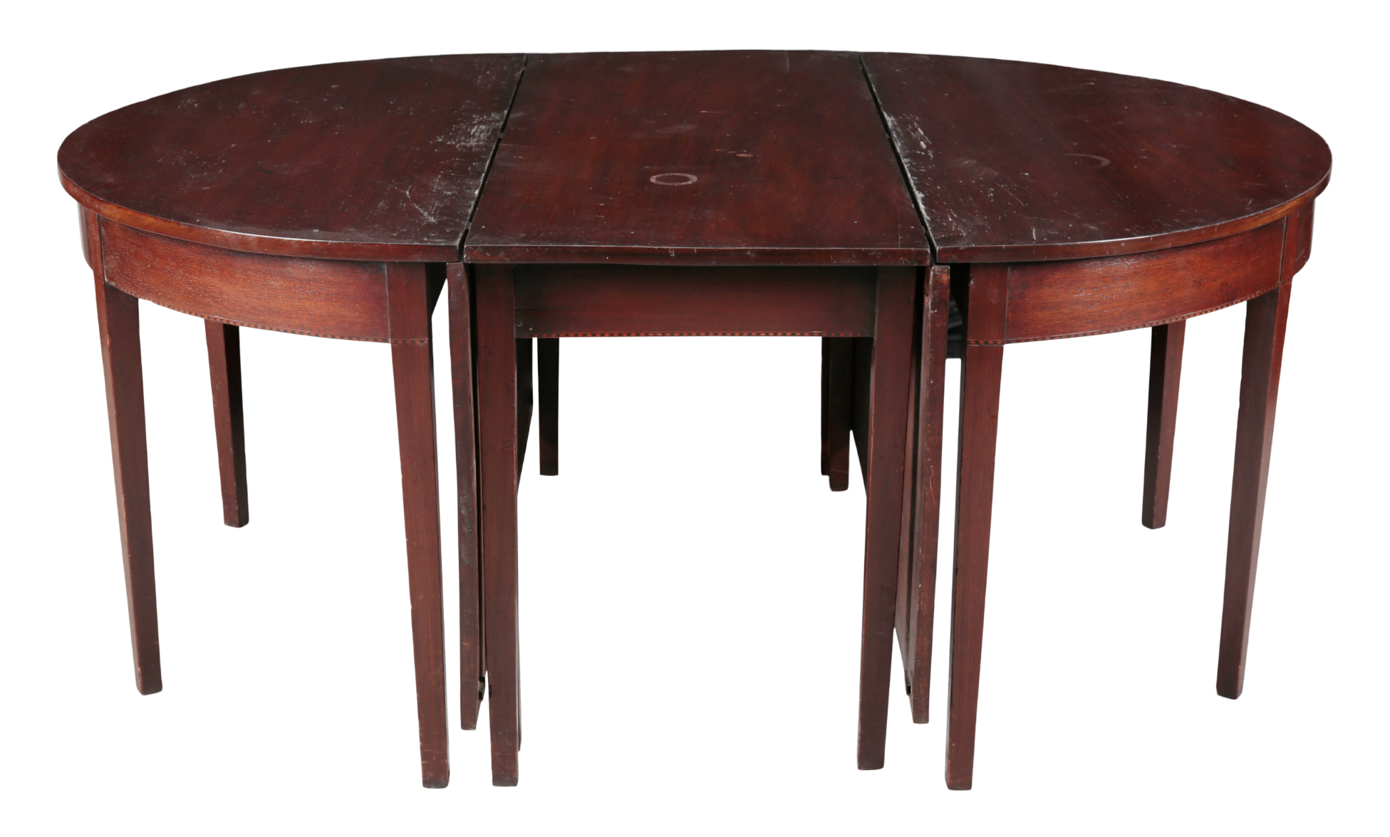 A GEORGE III MAHOGANY EXTENDING DINING