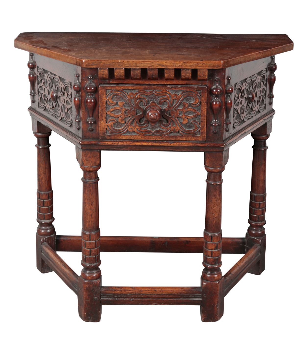 AN OAK CREDENCE TABLE IN JACOBEAN 3ae0f2