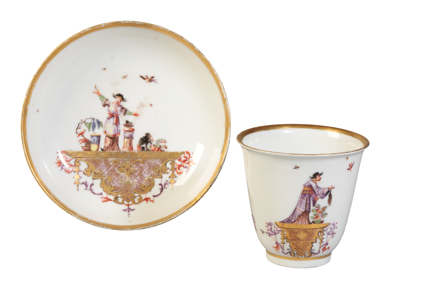 A MEISSEN BEAKER AND SAUCER circa 3ae159