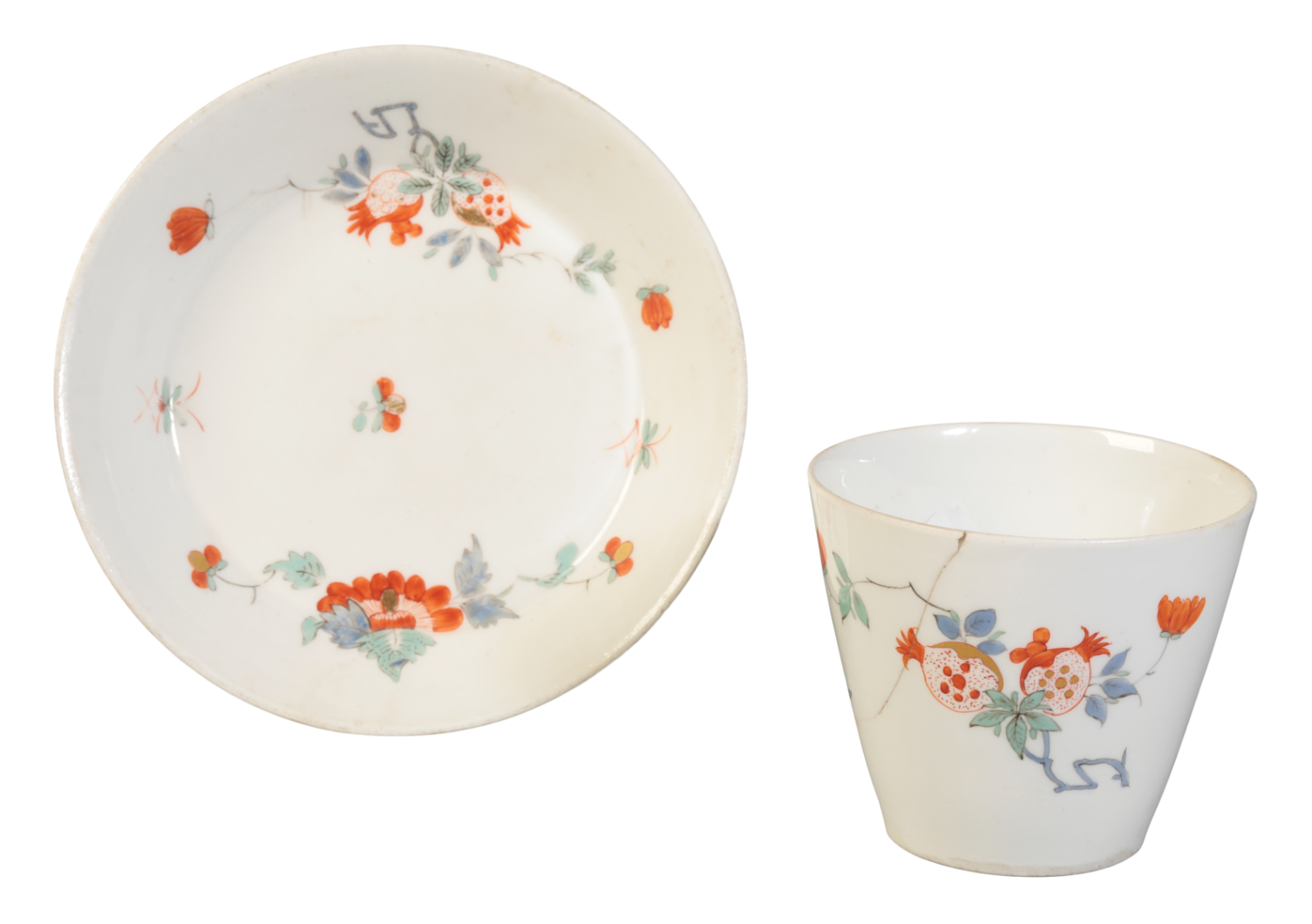 A MEISSEN BEAKER AND SAUCER the