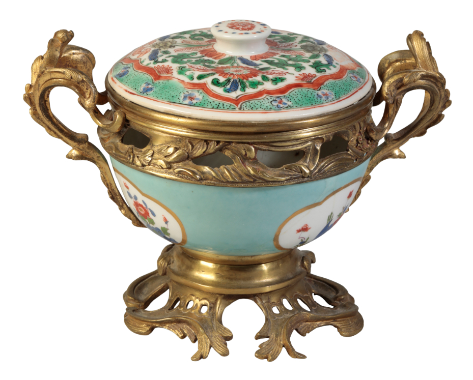 A MEISSEN ORMOLU MOUNTED BOWL,