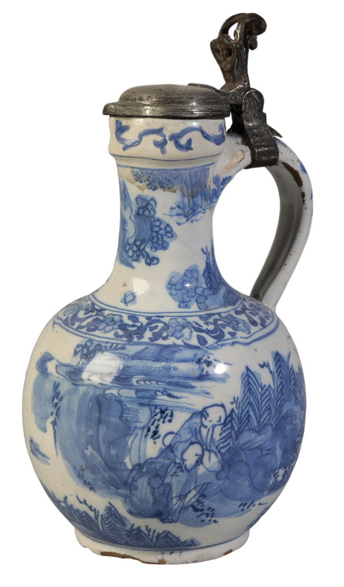 A “FRANKFURT” TIN-GLAZED EWER