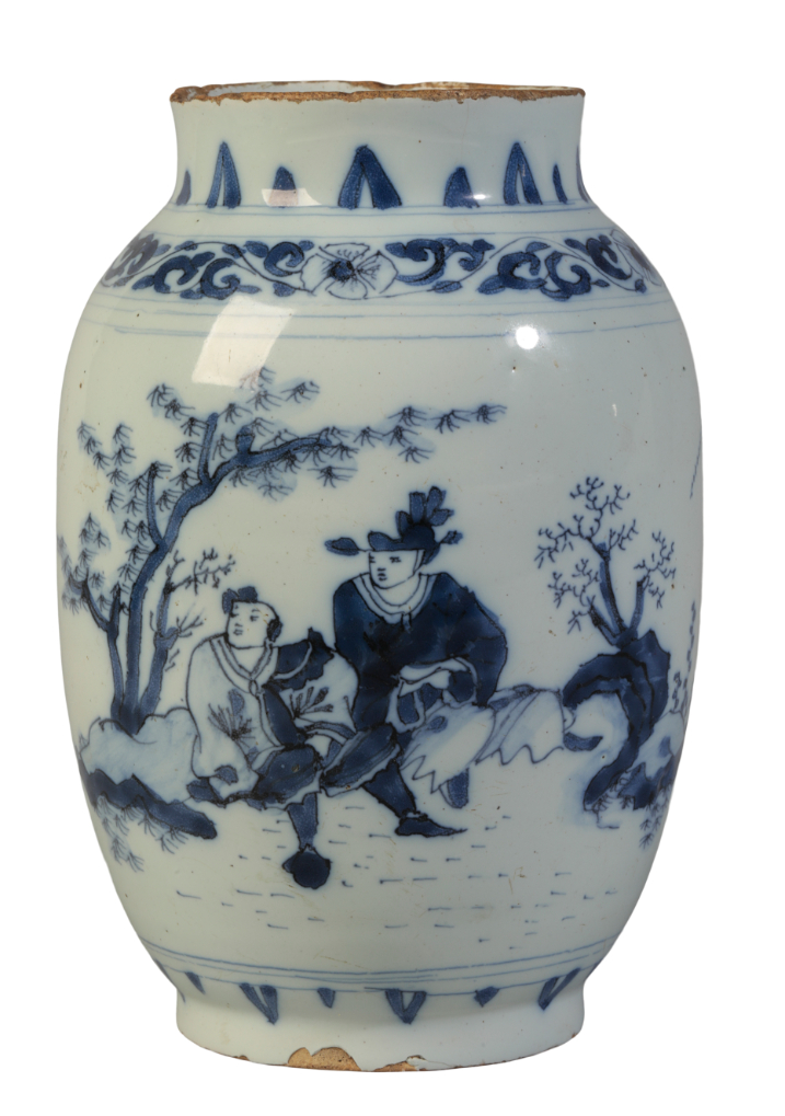 A DELFT BLUE AND WHITE OVOID JAR 3ae186