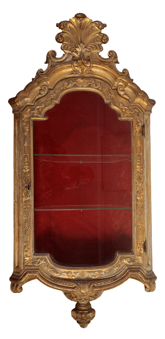 A HISPANIC GILTWOOD CORNER CUPBOARD 3ae20b