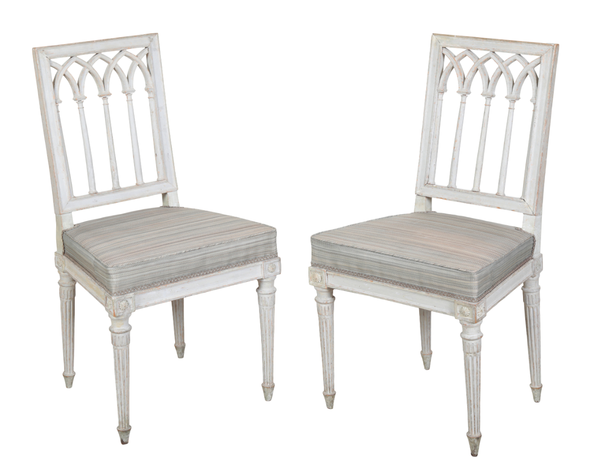 A PAIR OF LOUIS XV GREY-PAINTED