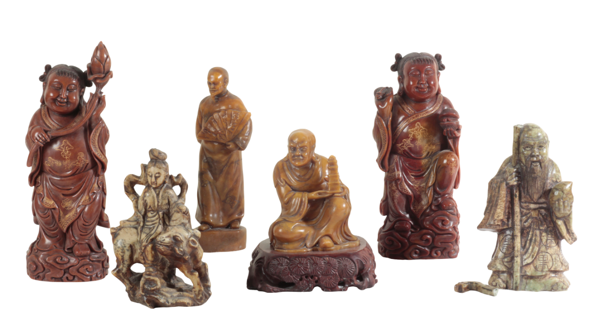 A GROUP OF SIX CHINESE SOAPSTONE 3ae229