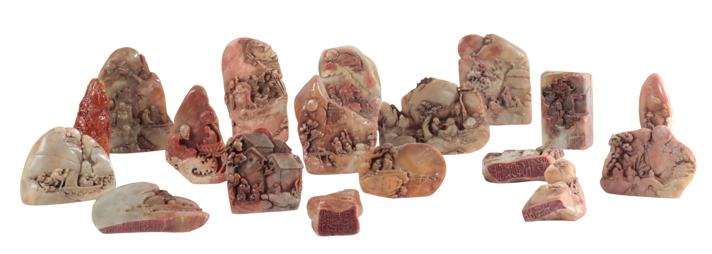 A GROUP OF EIGHTEEN CHINESE SOAPSTONE