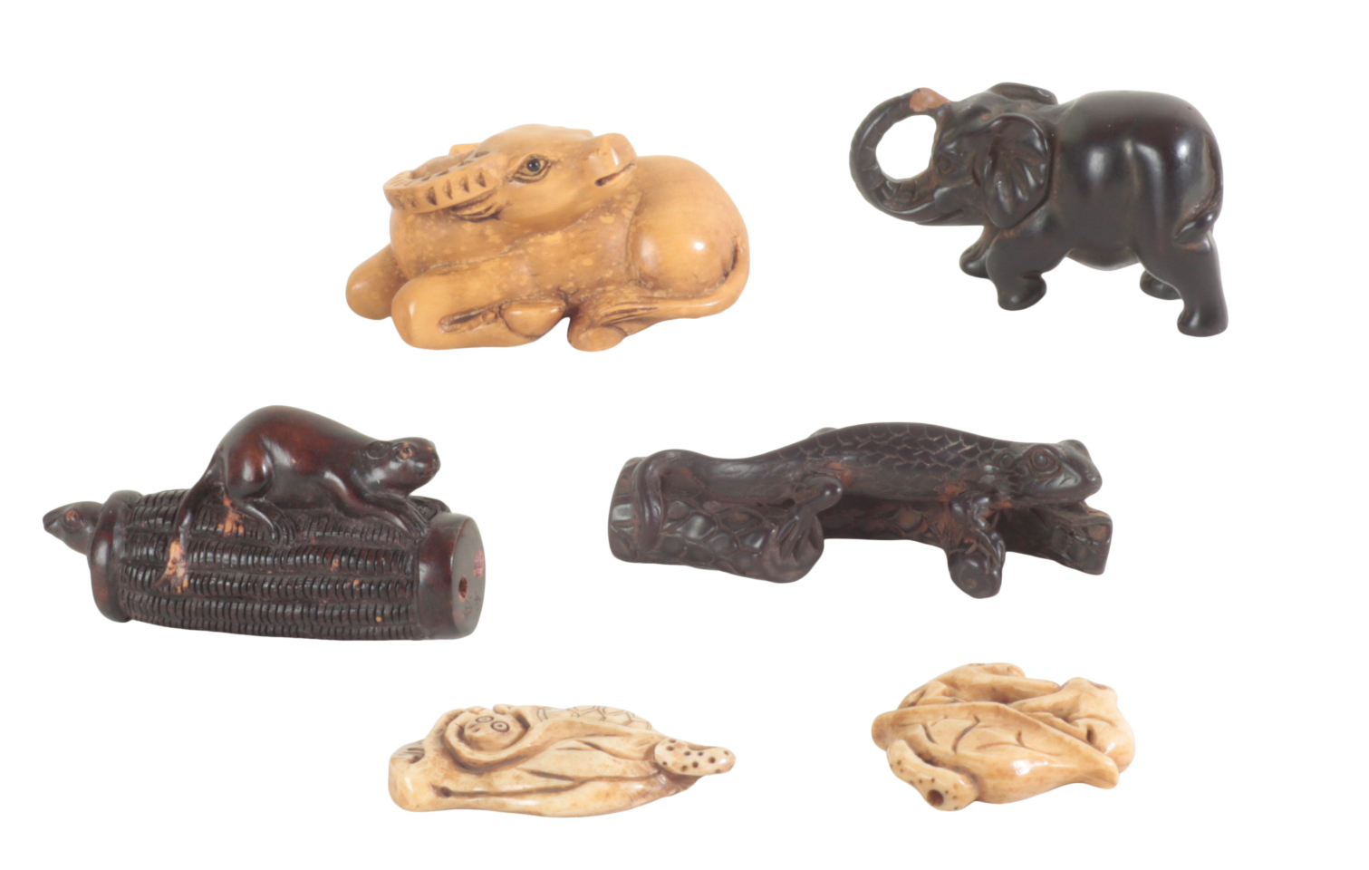 A GROUP OF SIX JAPANESE NETSUKE