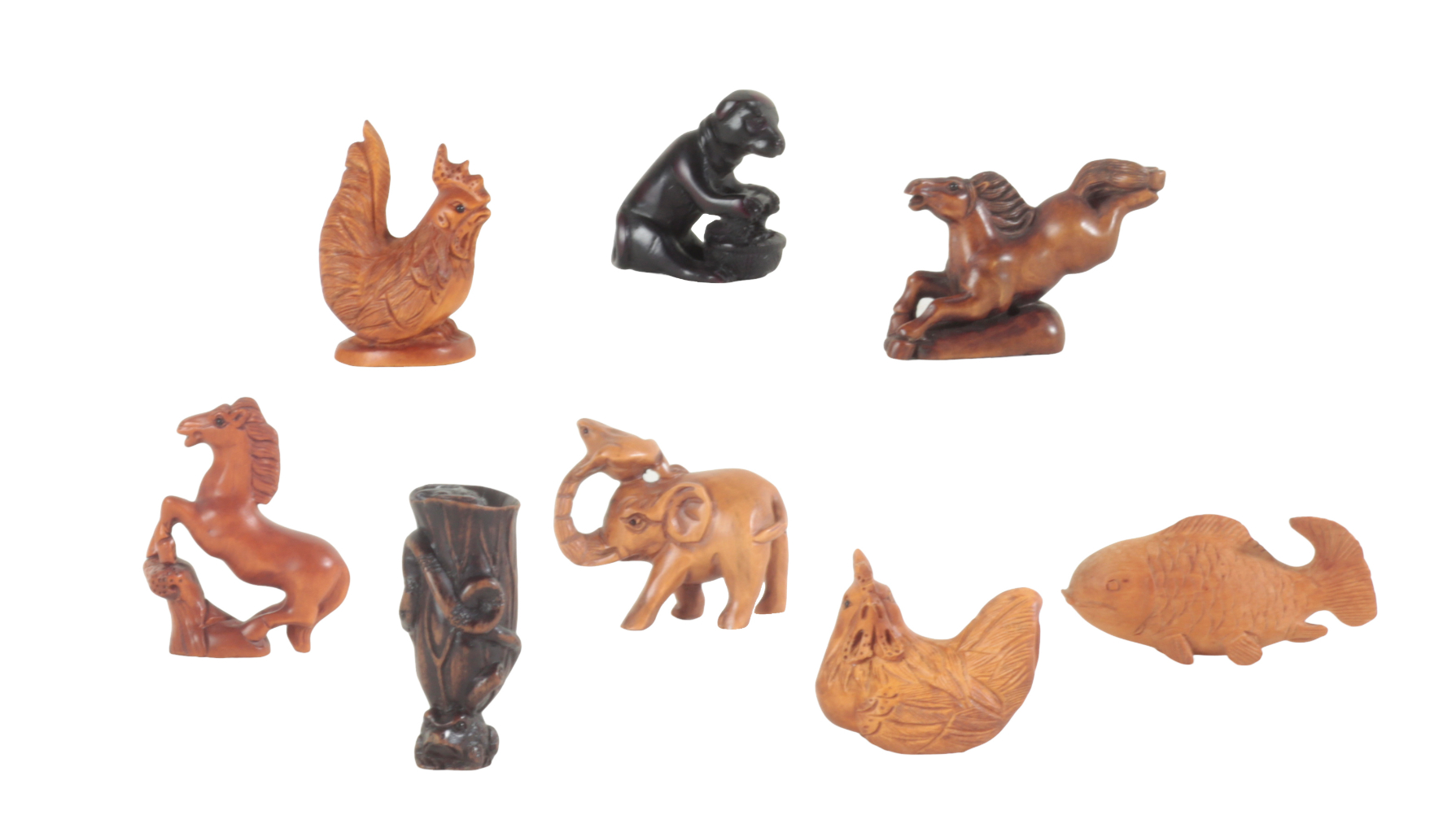 A COLLECTION OF EIGHT NETSUKE partially 3ae276