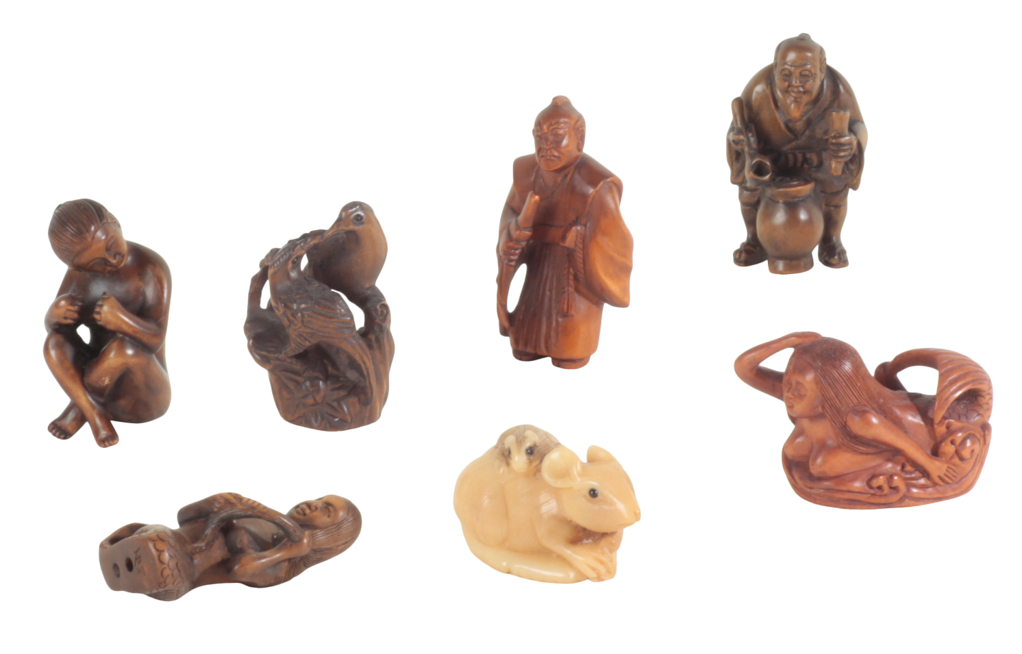 A GROUP OF SEVEN JAPANESE NETSUKE