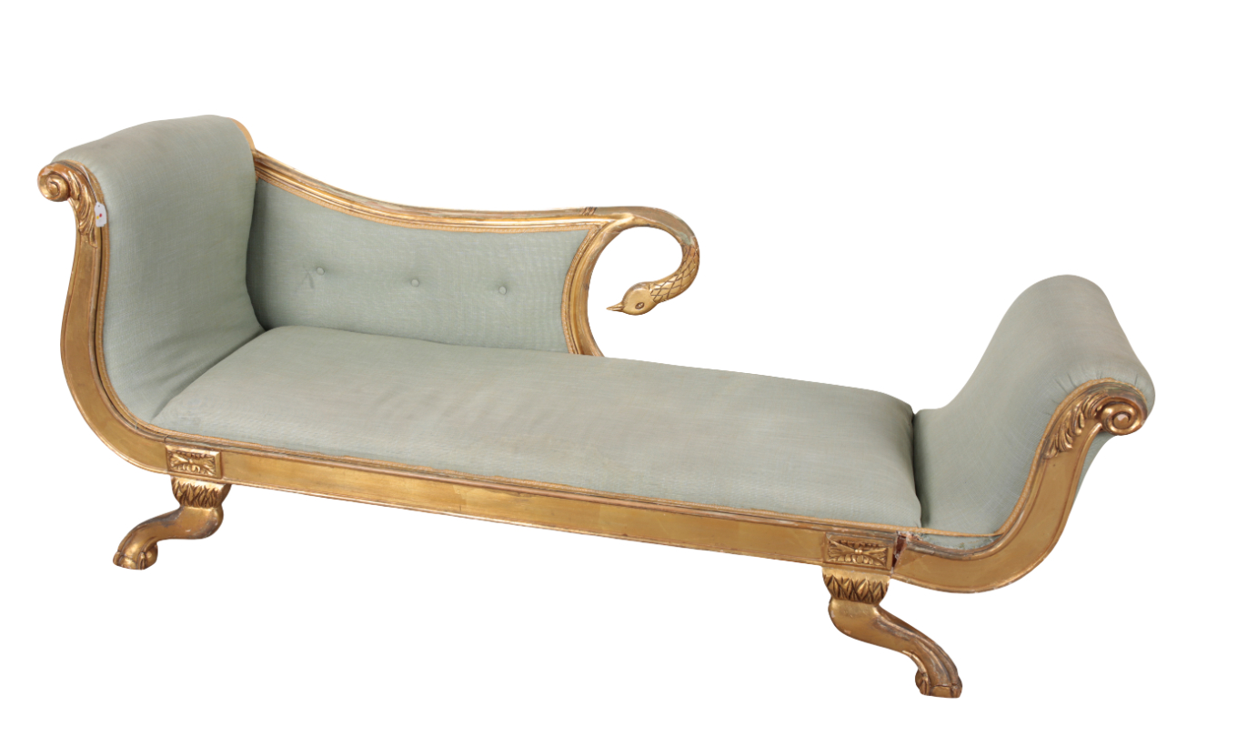 A REGENCY STYLE GILTWOOD CHAISE 3ae312