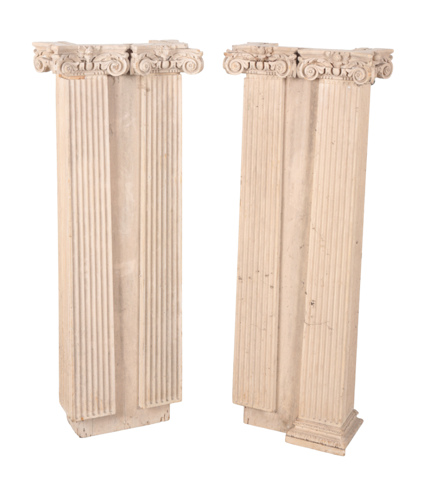 A PAIR OF PAINTED PINE FLUTED ARCHITECTURAL