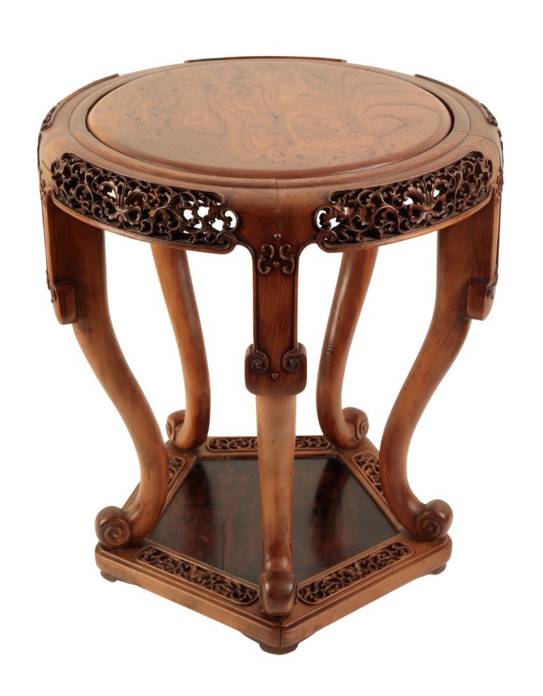 A CHINESE BOXWOOD STOOL Qing with 3ae32e