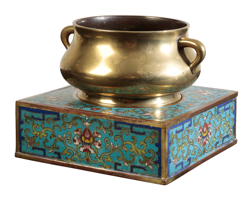 A CHINESE BRONZE CENSER WITH CLOISONNE 3ae33f